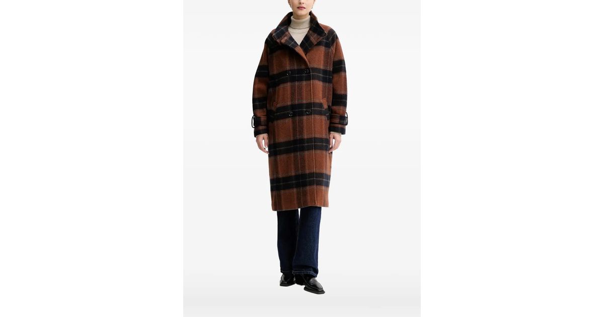 Sessun Bleechecks Checked-Pattern Coat in Black | Lyst