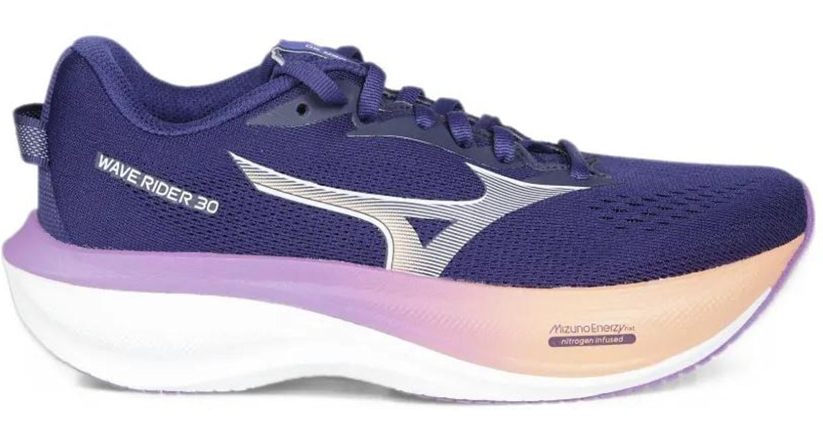 Mesh Rider Logo Mizuno Wave Rider 30 Sneakers in Blue | Lyst