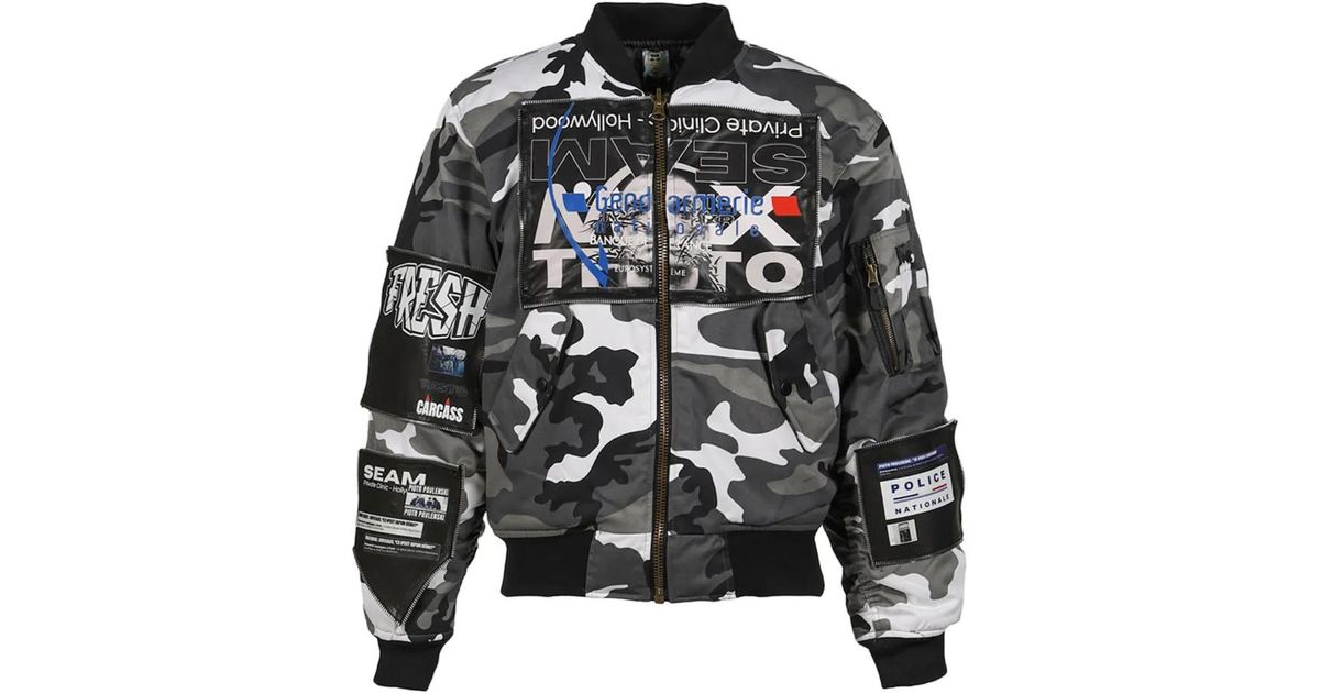 COUCOU BEBE 75018 Testo Nationale Patched Bomber Jacket in Black