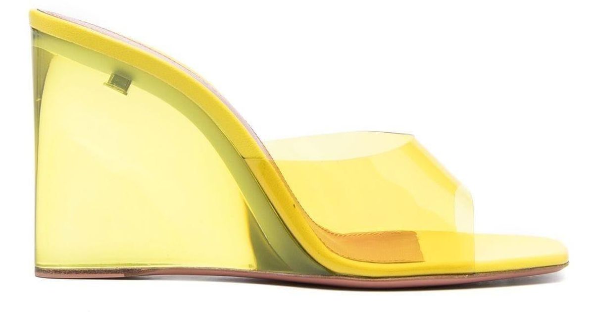 AMINA MUADDI 95mm Lupita Glass Wedge Heels in Yellow | Lyst Australia