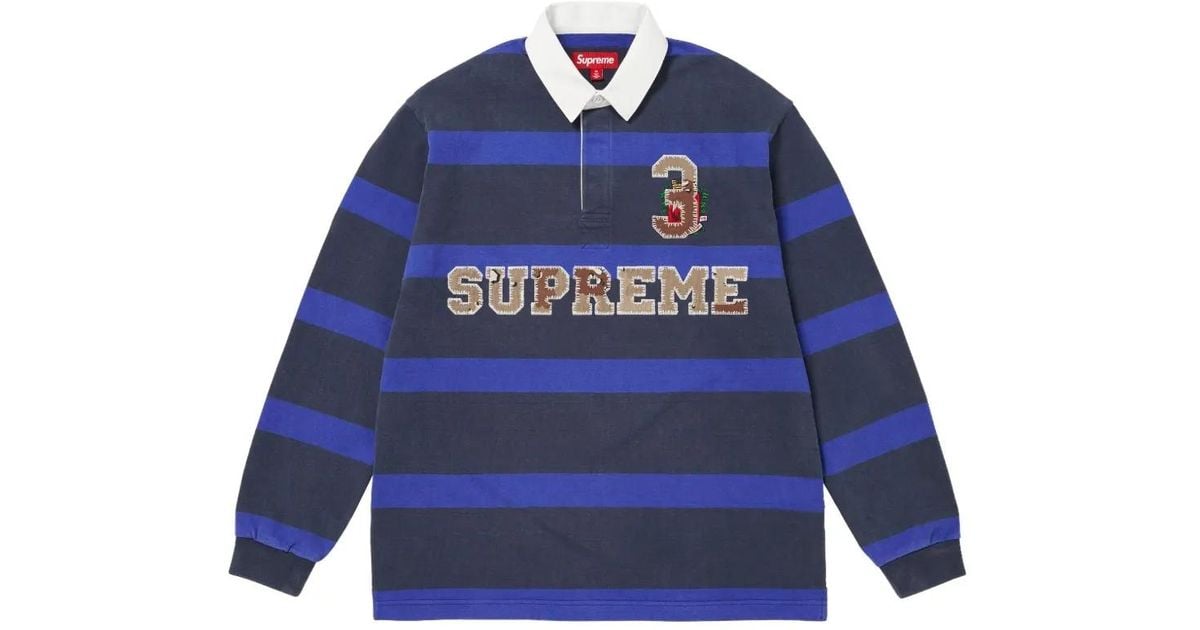 Supreme Striped Polo Shirt in Blue for Men | Lyst