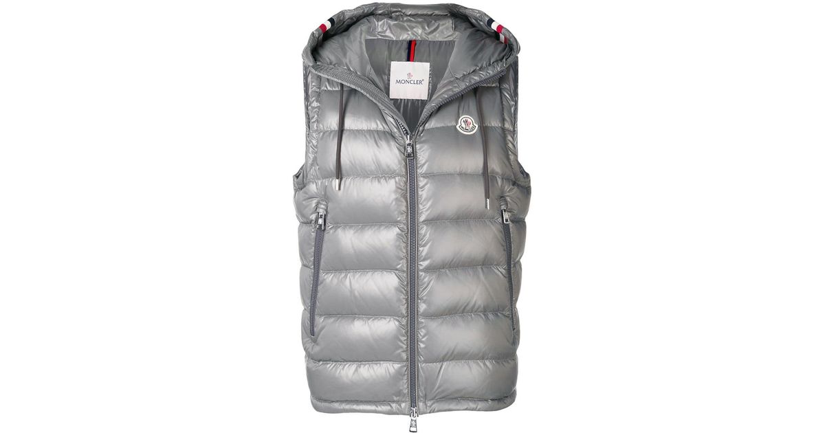 Moncler Lanoux Hooded Gilet in Grey (Gray) for Men | Lyst