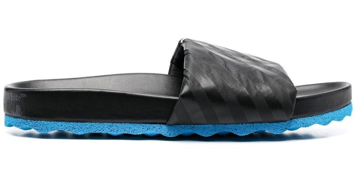 Off-White c/o Virgil Abloh Diag-stripe Print Slides in Nero Black for Men Mens Shoes Sandals Save 6% slides and flip flops Leather sandals 