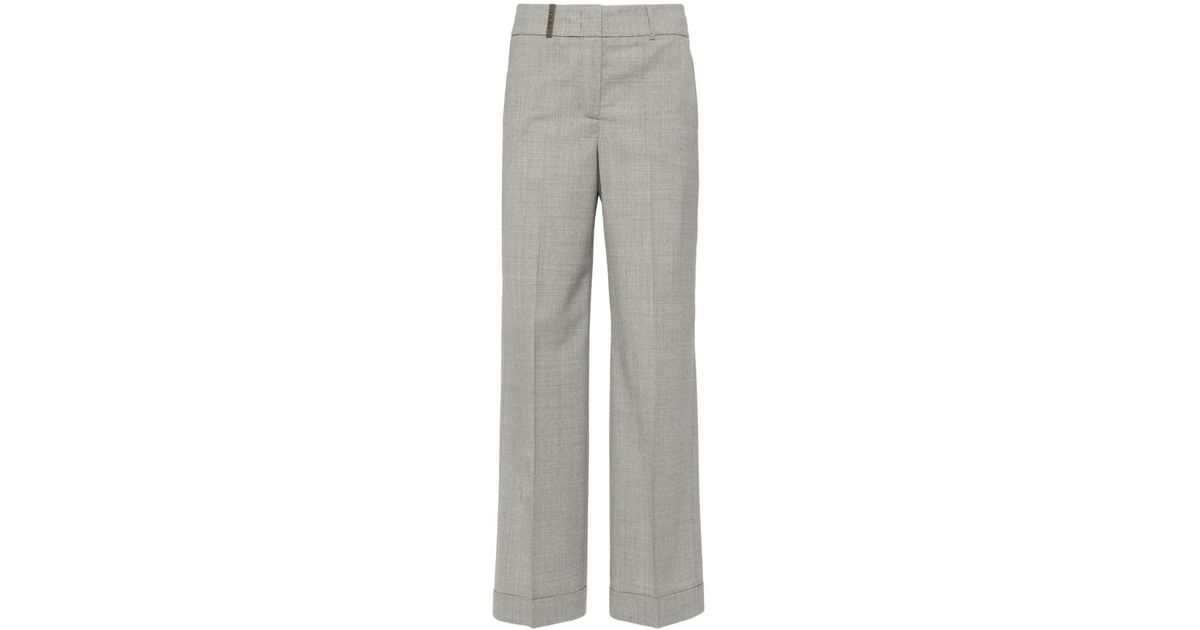 Peserico Pressed-crease Tailored Trousers in Grey