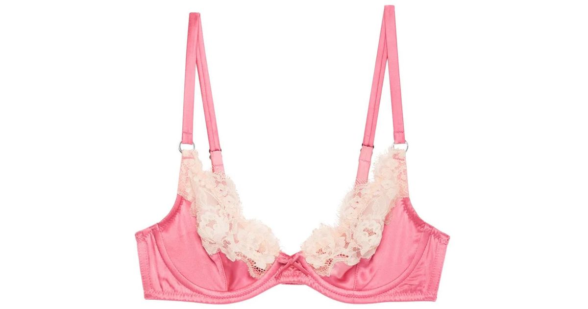 Fleur du Mal Juliet Lace Demi Bra in Pink | Lyst