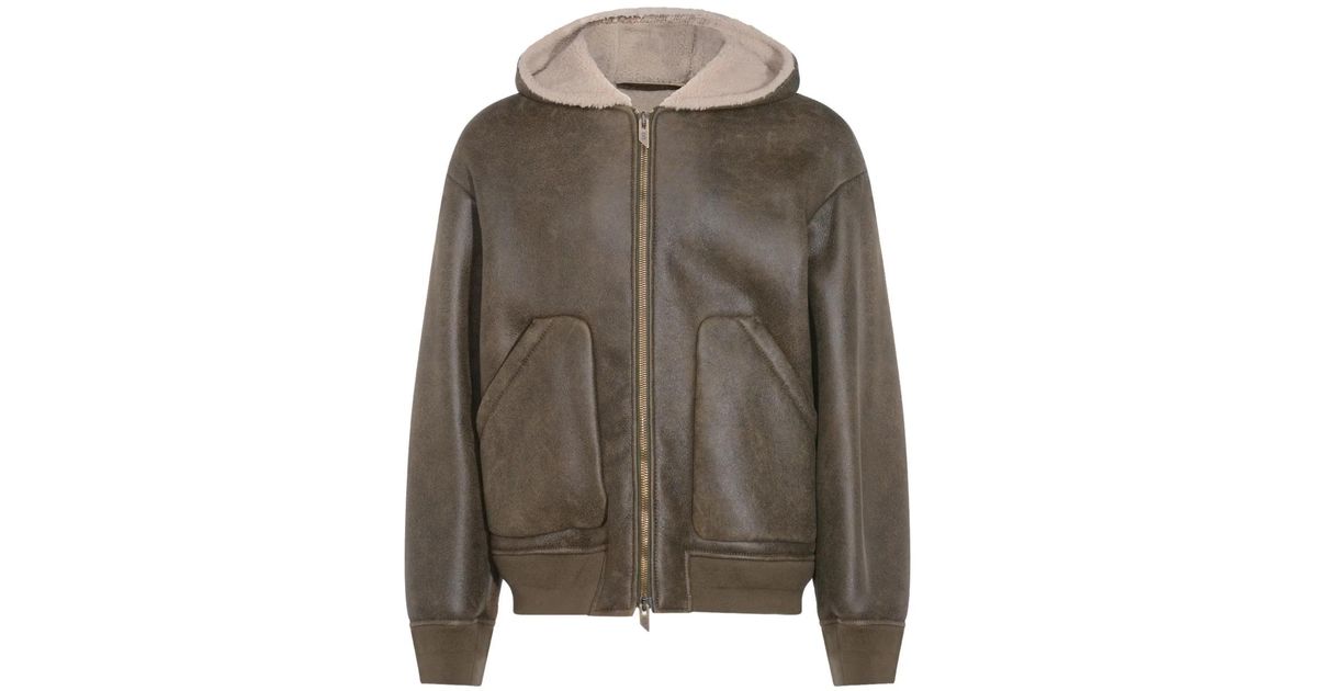 Salvatore Santoro Hooded Zip Leather Jacket in Brown for Men | Lyst UK
