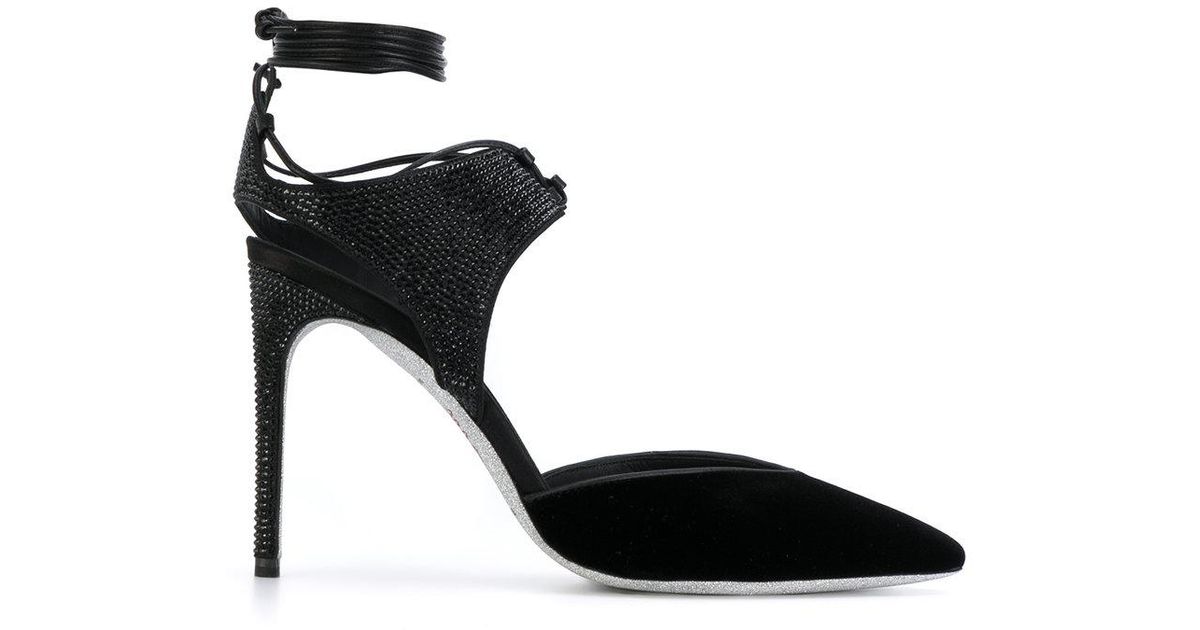 black tie up pumps