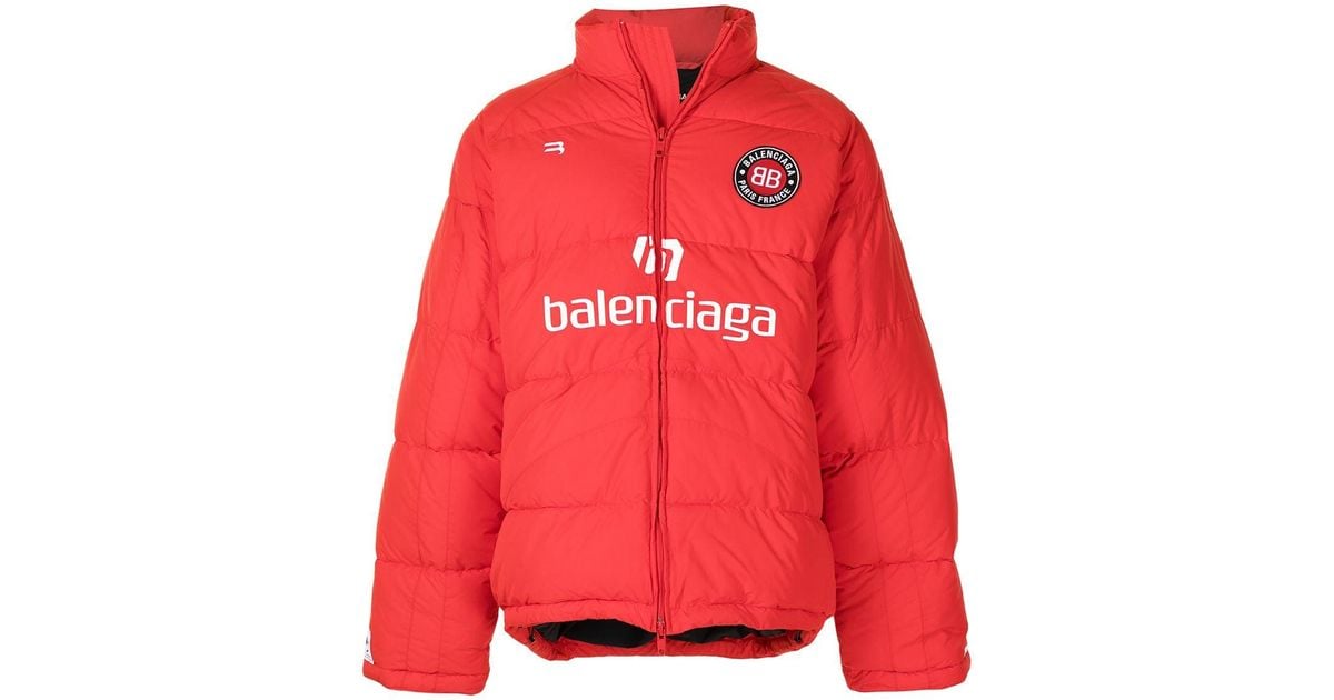 Balenciaga Soccer Puffer Padded Jacket in Red for Men | Lyst Canada