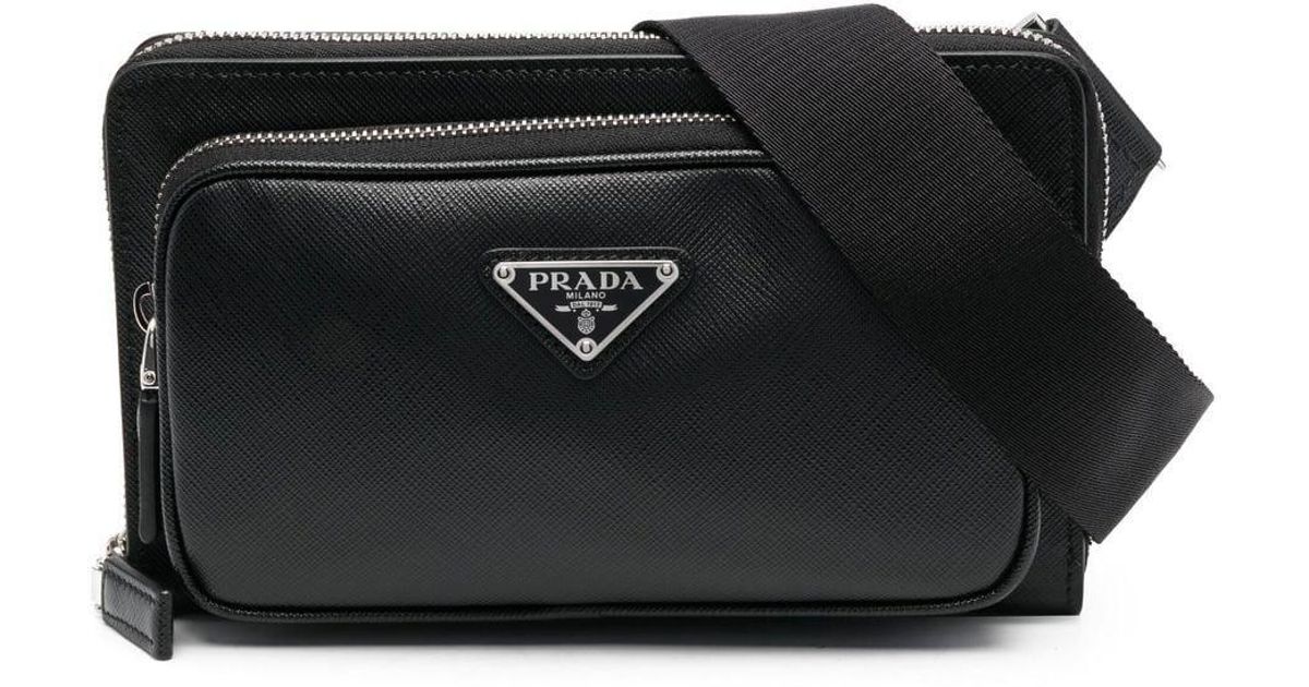 Prada Crossbodytas Met Logoplakkaat in het Zwart voor heren Lyst NL