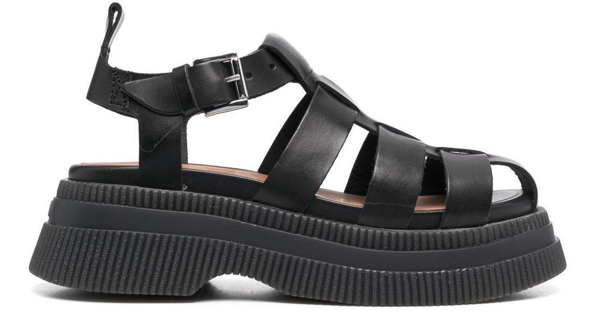 Ganni Creepers Caged Sandals in Black | Lyst Canada