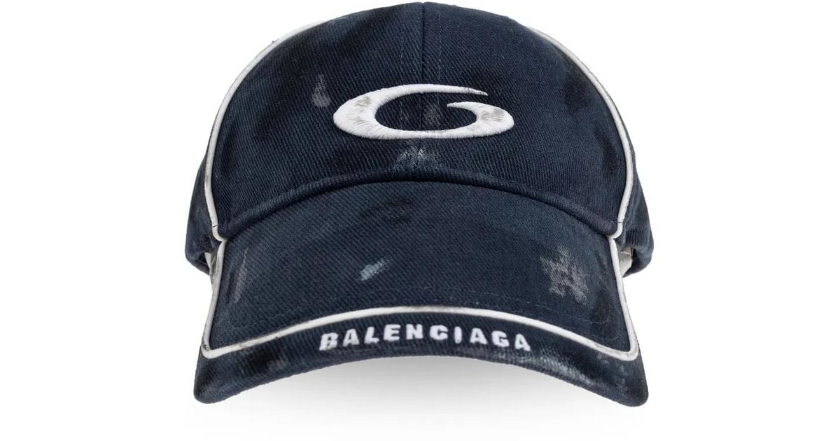 Balenciaga Logo-Embroidered Cap in Blue for Men Lyst UK