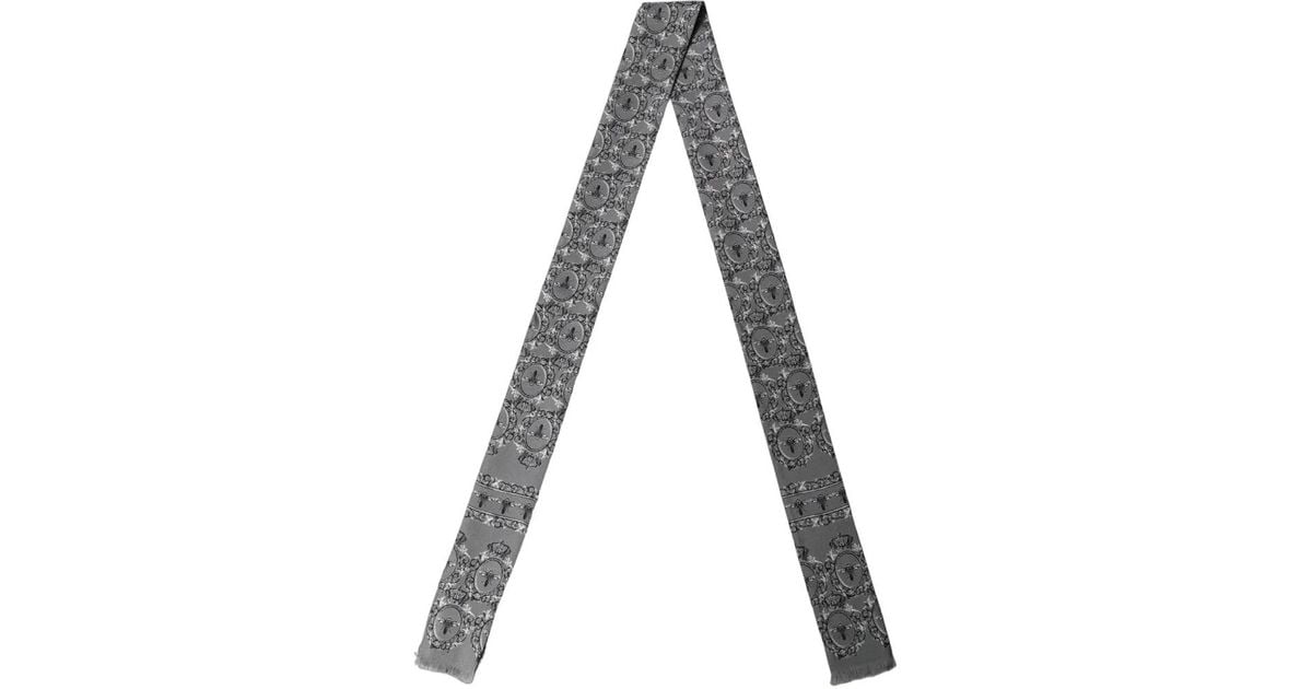 Dolce & Gabbana Bee-Print Silk Scarf in Gray for Men | Lyst
