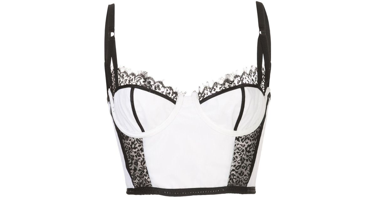 Kiki de Montparnasse Two-tone Lace-trim Bralette in White - Lyst