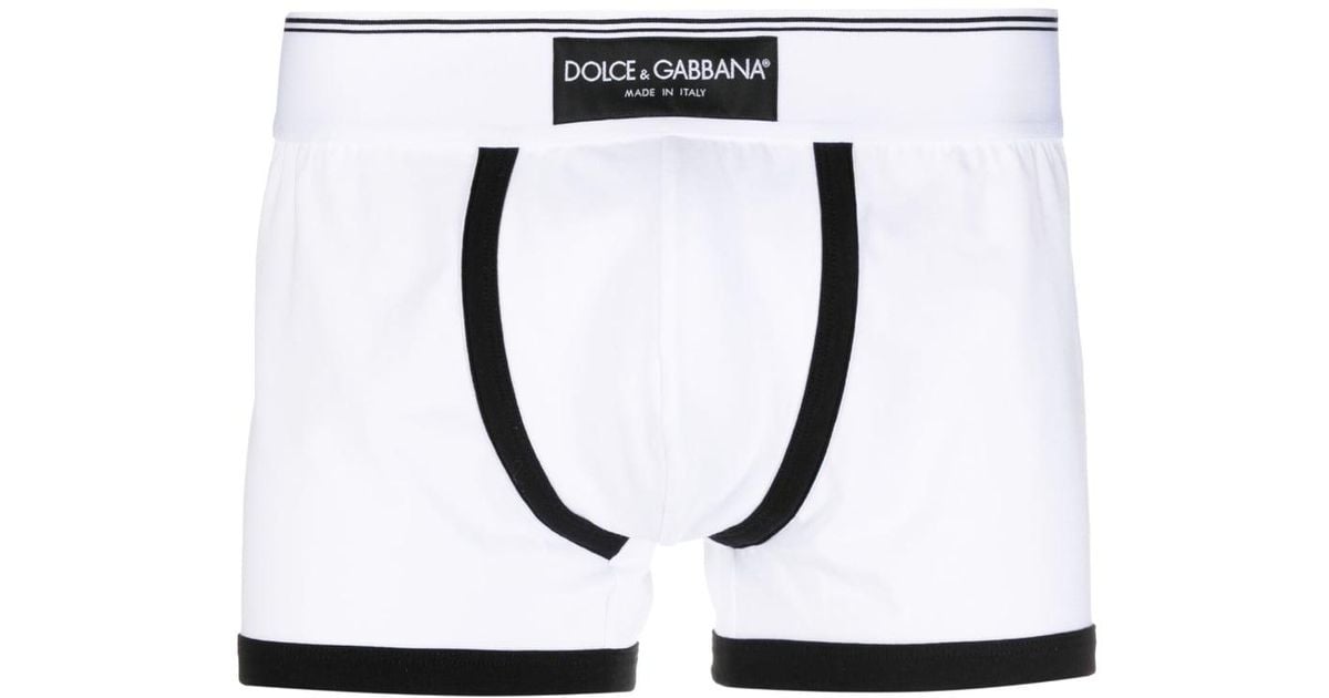Dolce & Gabbana Contrast-trim Boxer Briefs in White for Men | Lyst