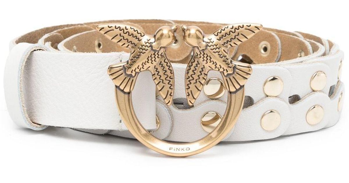 Pinko Leather Studded Love Bird Belt in White Lyst UK