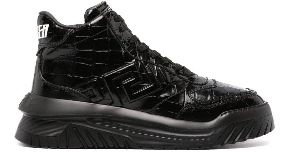 Versace Greca Odissea Leather High-top Sneakers in Black for Men | Lyst