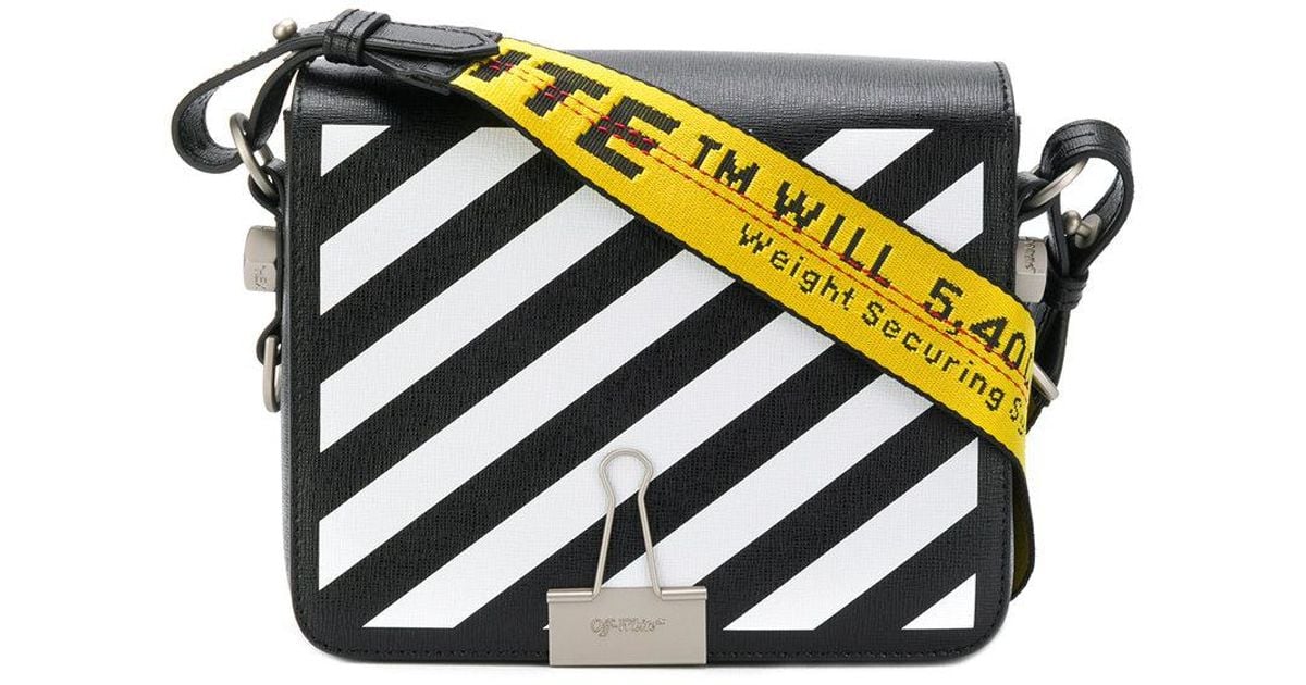 Off-White c/o Virgil Abloh Leather Industrial Tape Shoulder Bag in Black -  Lyst