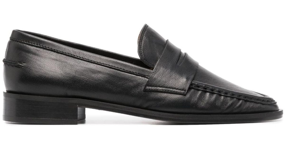Atp Atelier Airola Leather Penny Loafers in Black | Lyst