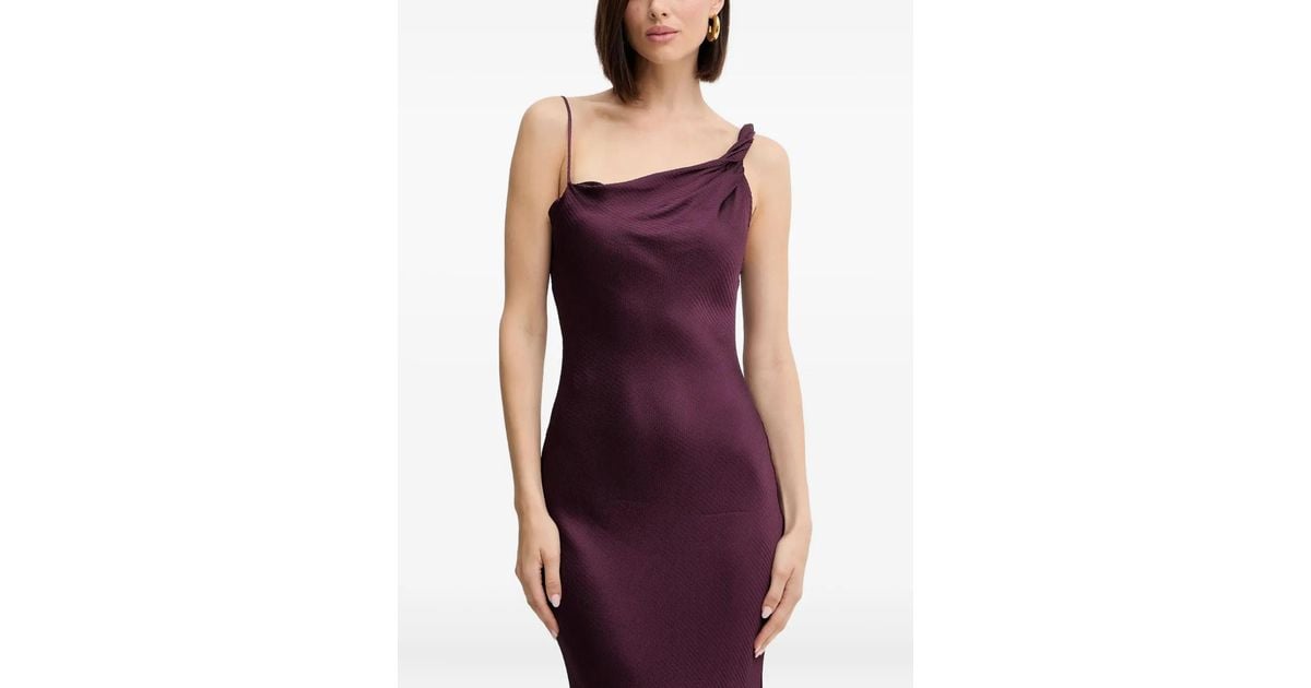 twinset one shoulder satin dress Long one-shoulder satin dress Woman, Pink