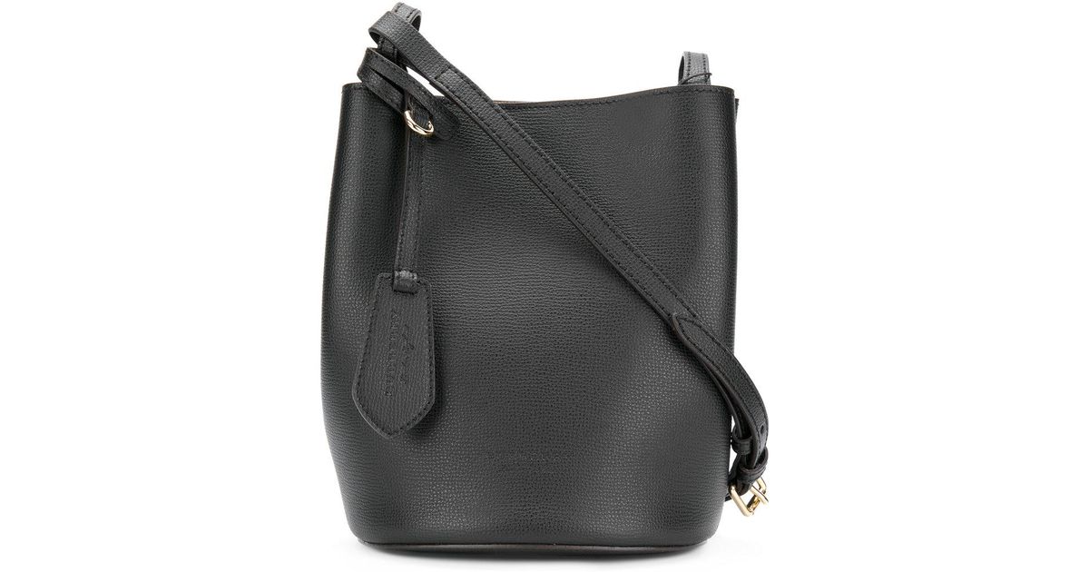 black crossbody bucket bag