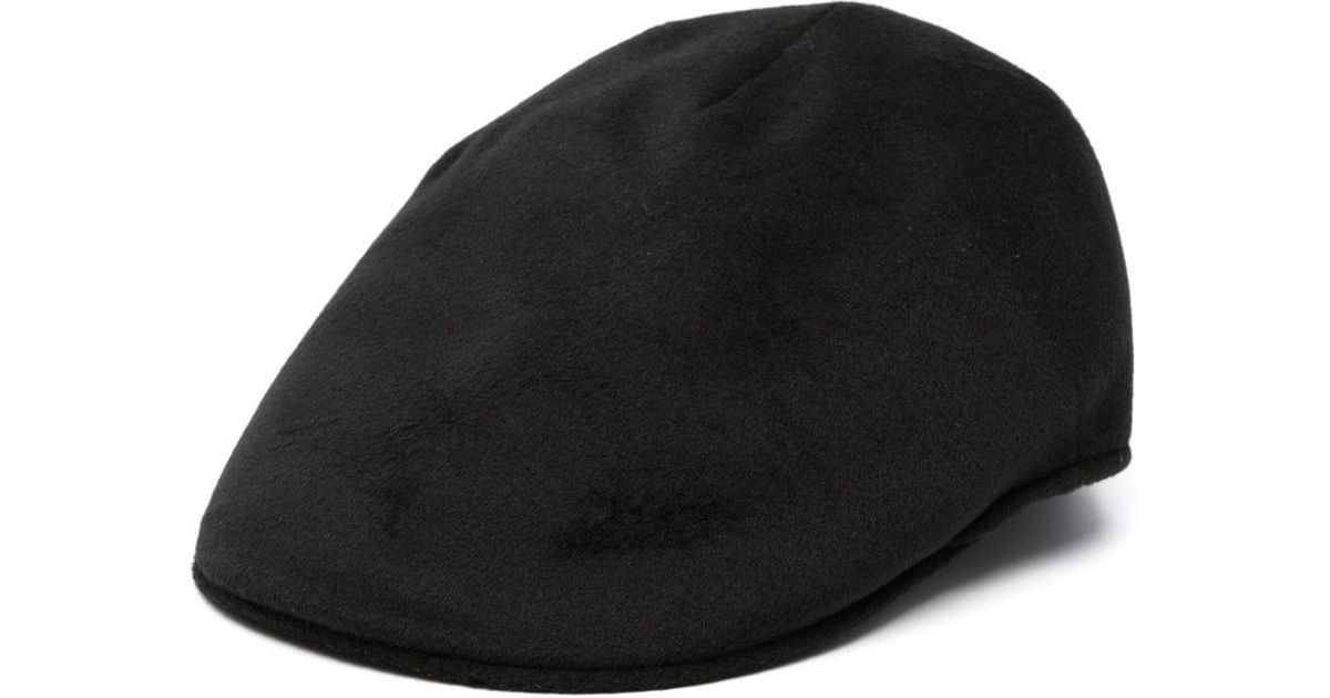 Borsalino Wool Felt Flat Cap in Black for Men Lyst UK