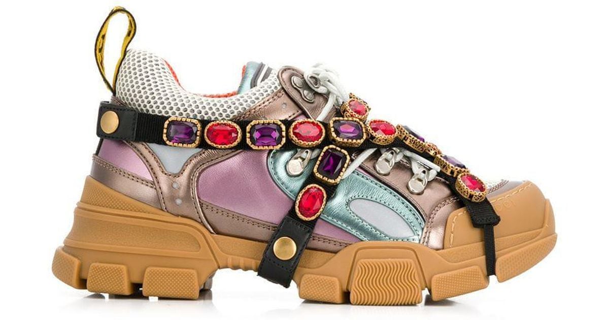 Gucci Flashtrek Jewel Embellished Sneaker in Pink | Lyst