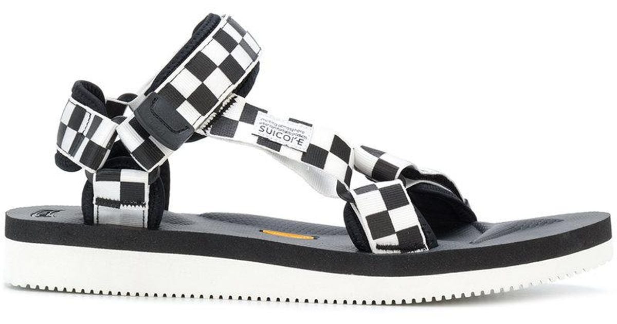 black and white checkered sandals