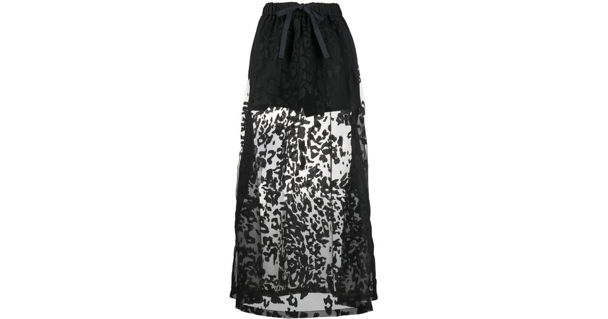 Y-3 Cotton Devoré-effect Semi-sheer Skirt in Black | Lyst