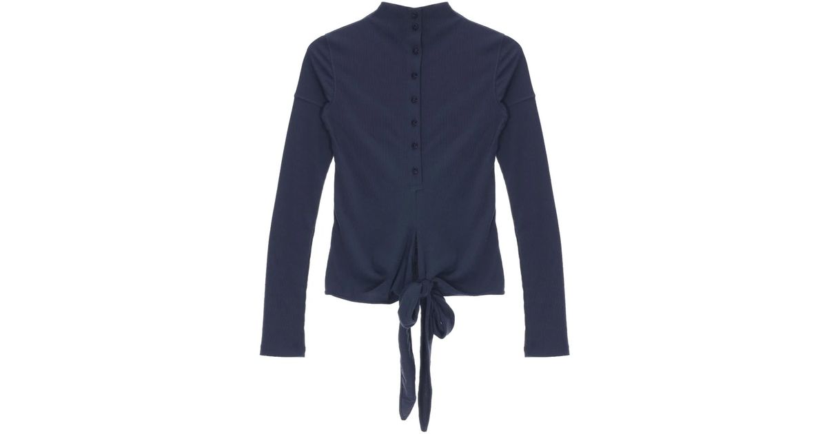 Low Classic Button Wrap T-Shirt in Blue | Lyst