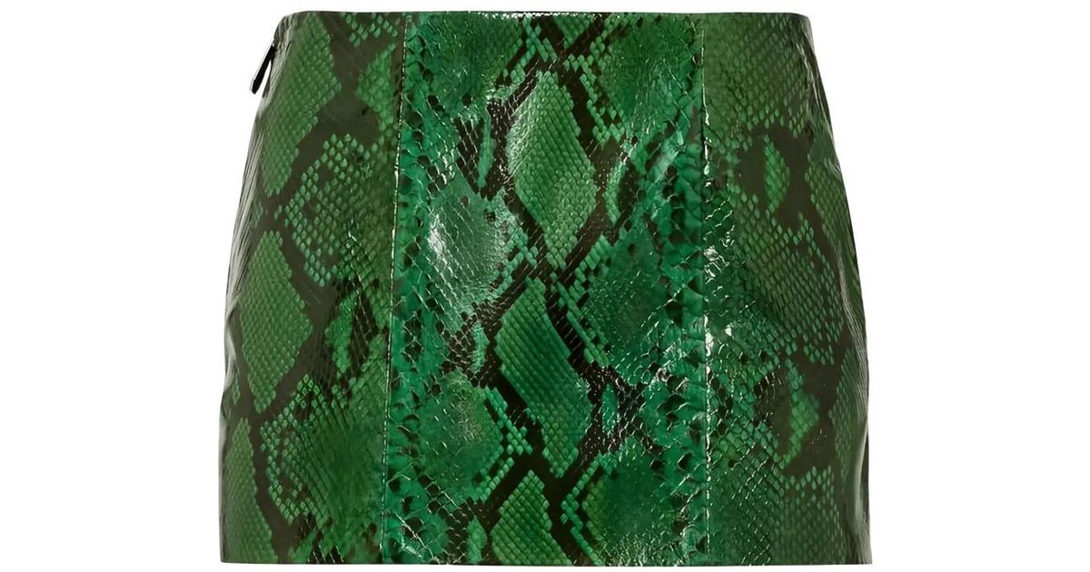 Python Mini Skirt Philipp Plein Python Leather Mini Skirt in Green | Lyst