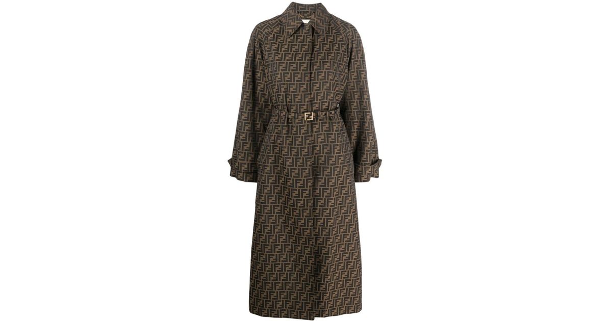 Fendi Ff Canvas Trench Coat in Brown | Lyst
