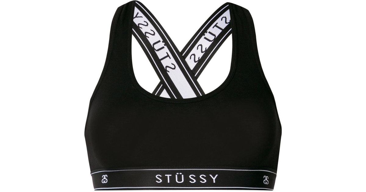 Stussy Logo Elastic Band Sports Bra in Black | Lyst
