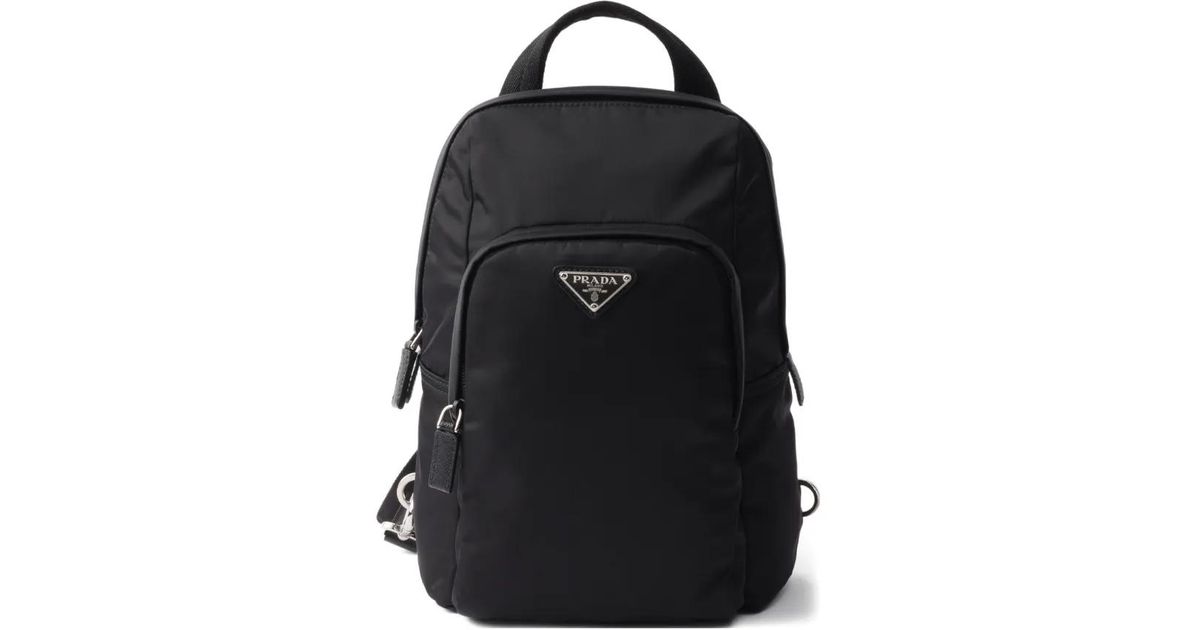 Prada Triangle-Logo Backpack in Black for Men | Lyst