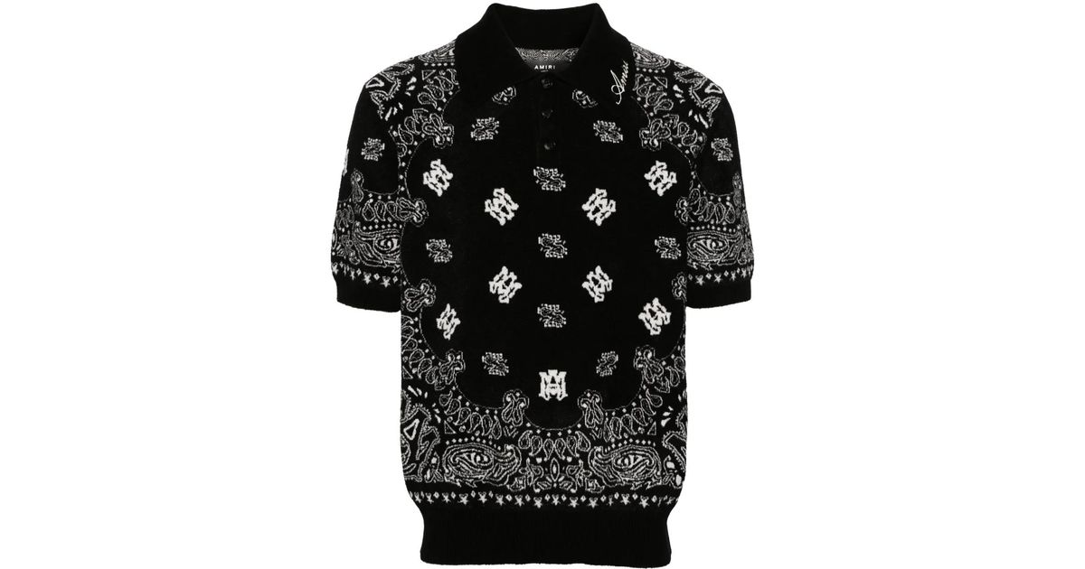 Tシャツ・カットソー AMIRI FW24 KNIT POLO BANDANA (AWKNPO1007 BURGUNDY) Burgundy Amiri Bandana Polo Shirt - Lozuri – LOZURI®