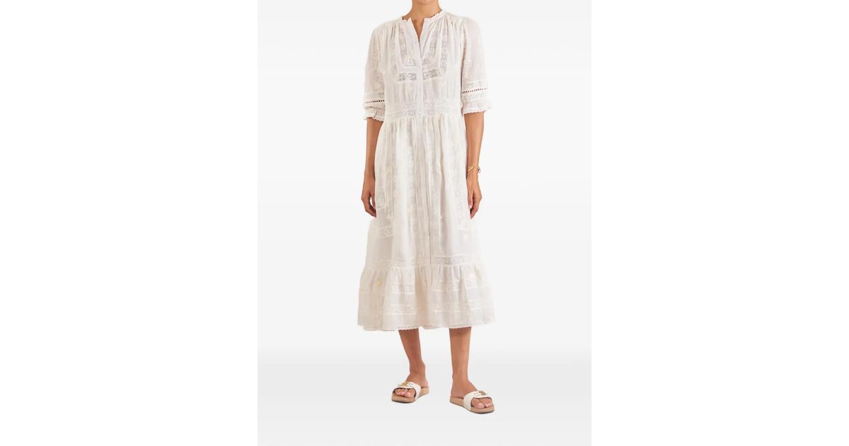 chinese dress ladies Lace Trim Sculpting Floral-Print Midi Dress