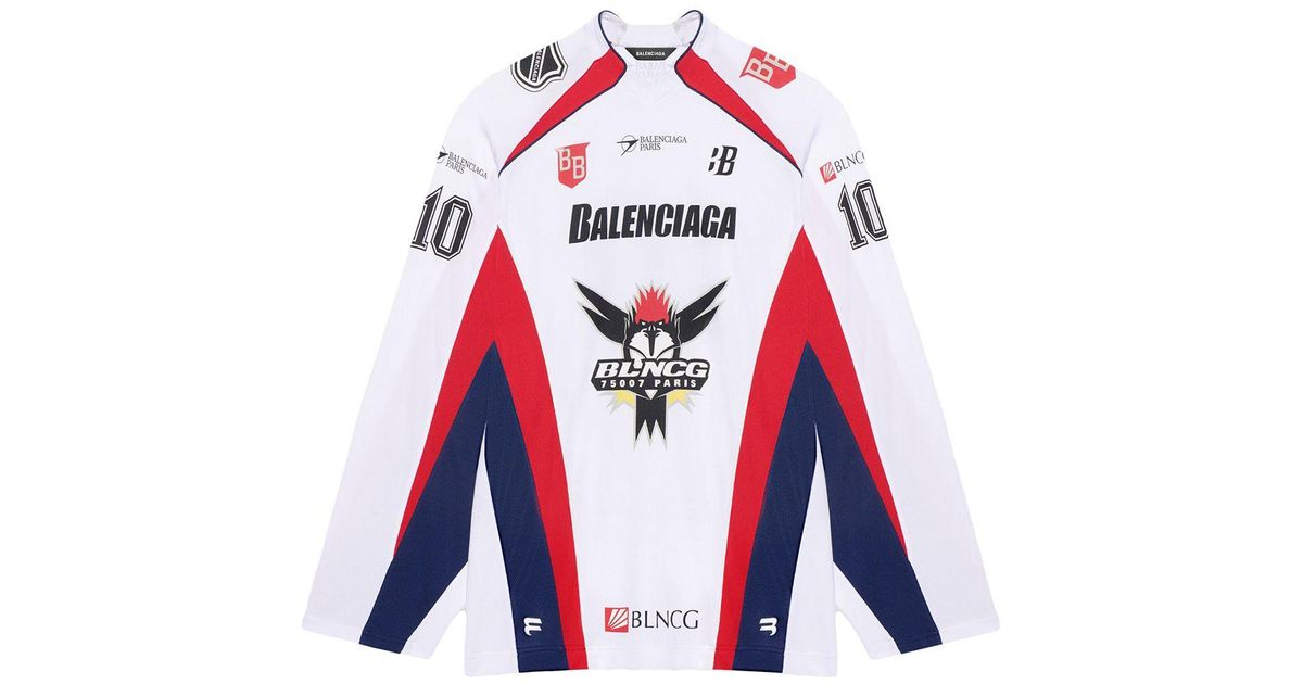 Balenciaga Color Block Paneled Logo Printed Mesh Jersey Hockey T-Shirt XXS  Balenciaga