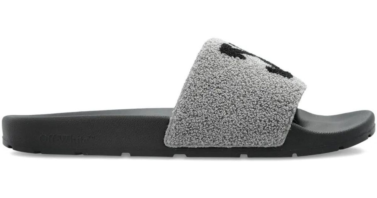 Off-White c/o Virgil Abloh Arrow Terry Slides in White for 
