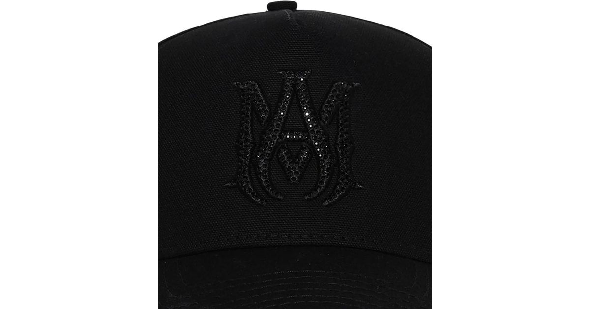 Amiri Ma Crystal Canvas Cap in Black for Men | Lyst