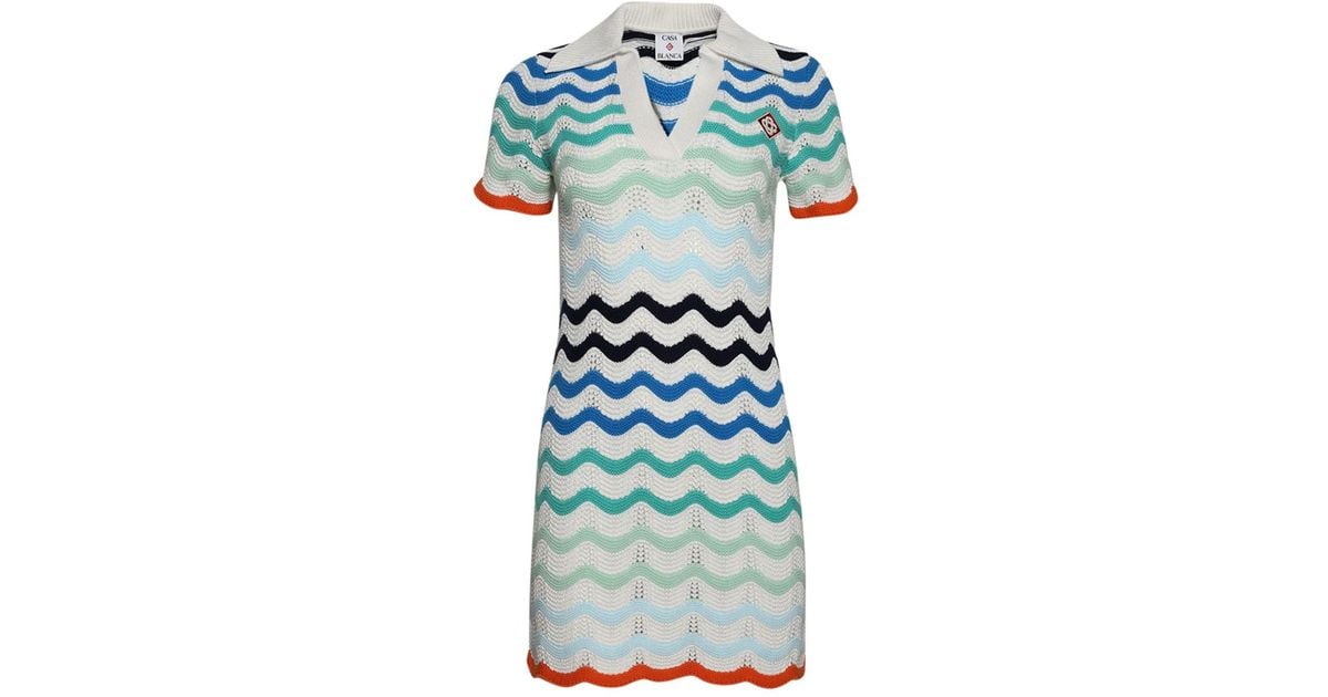 CASABLANCA Crochet-Knit Dress in Blue | Lyst
