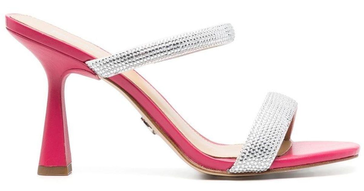 MICHAEL Michael Kors Leather Clara Crystal-embellished Sandals in ...