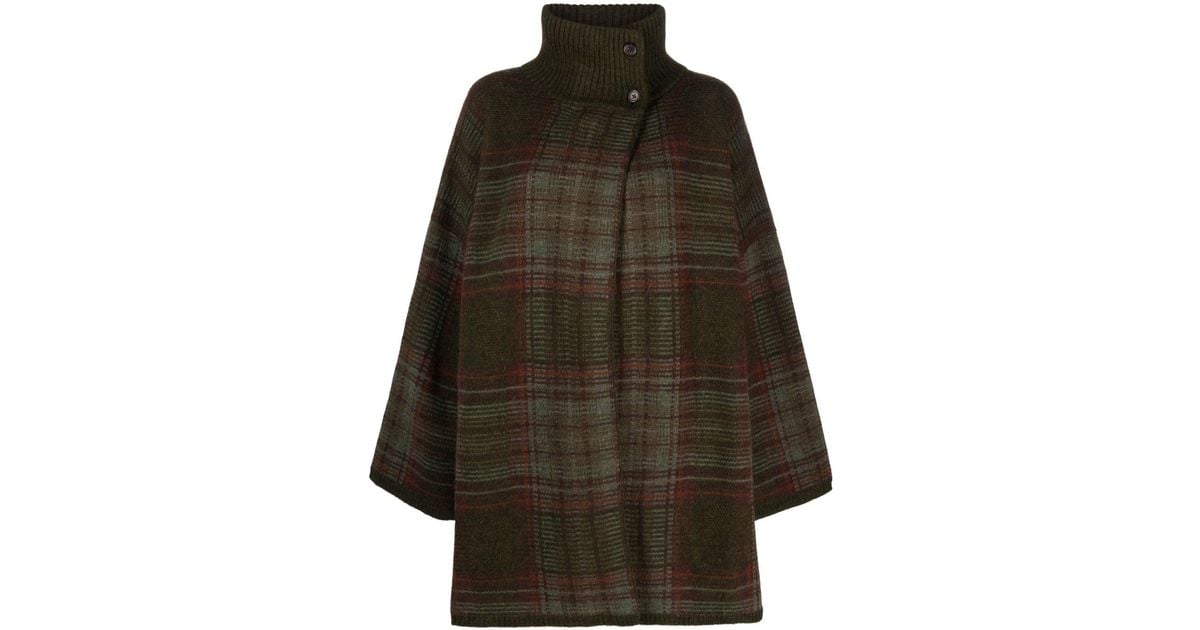 Polo Ralph Lauren Tartan-pattern Wool-blend Cape in Black Lyst