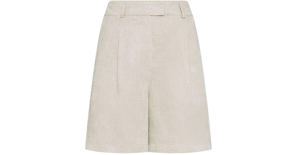 Brunello Cucinelli high-waisted linen shorts - C020 BEIGE