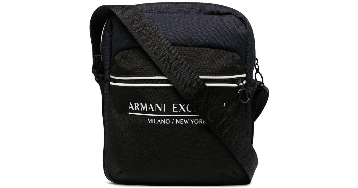 Armani Exchange Logo-print Messenger Bag in Black for Men | Lyst