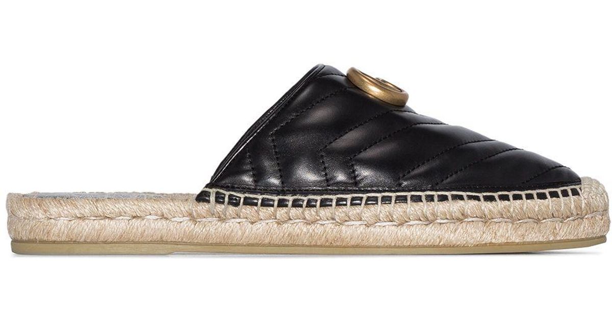 Gucci GG Marmont Plaque Backless Espadrilles in Black | Lyst