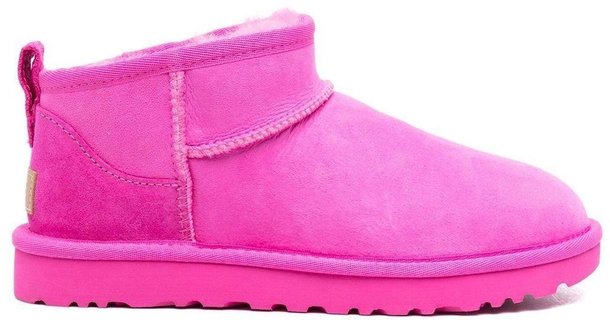 UGG Classic Ultra Mini Ankle Boots in Pink | Lyst