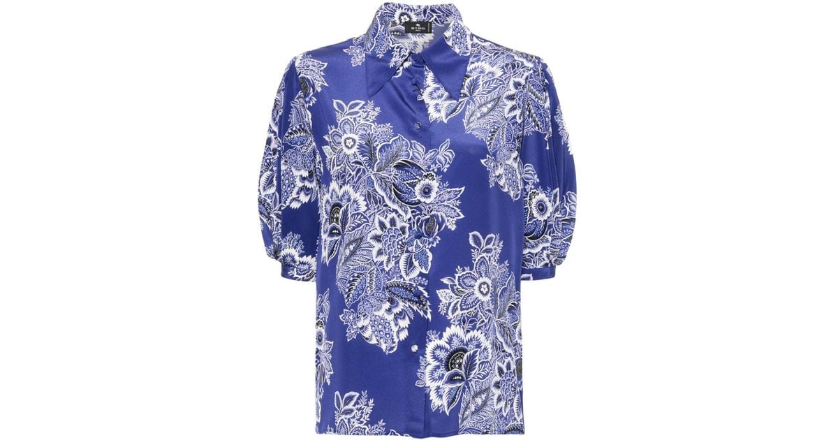 ETRO silk floral-print shirt - Blue