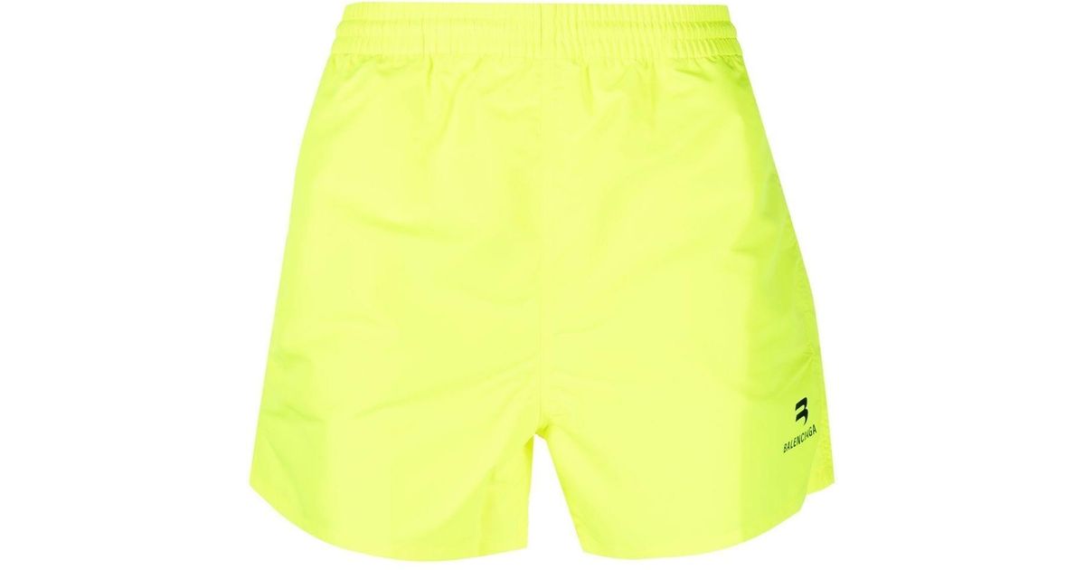 Balenciaga Logo-print Detail Swim Shorts in Yellow for Men | Lyst