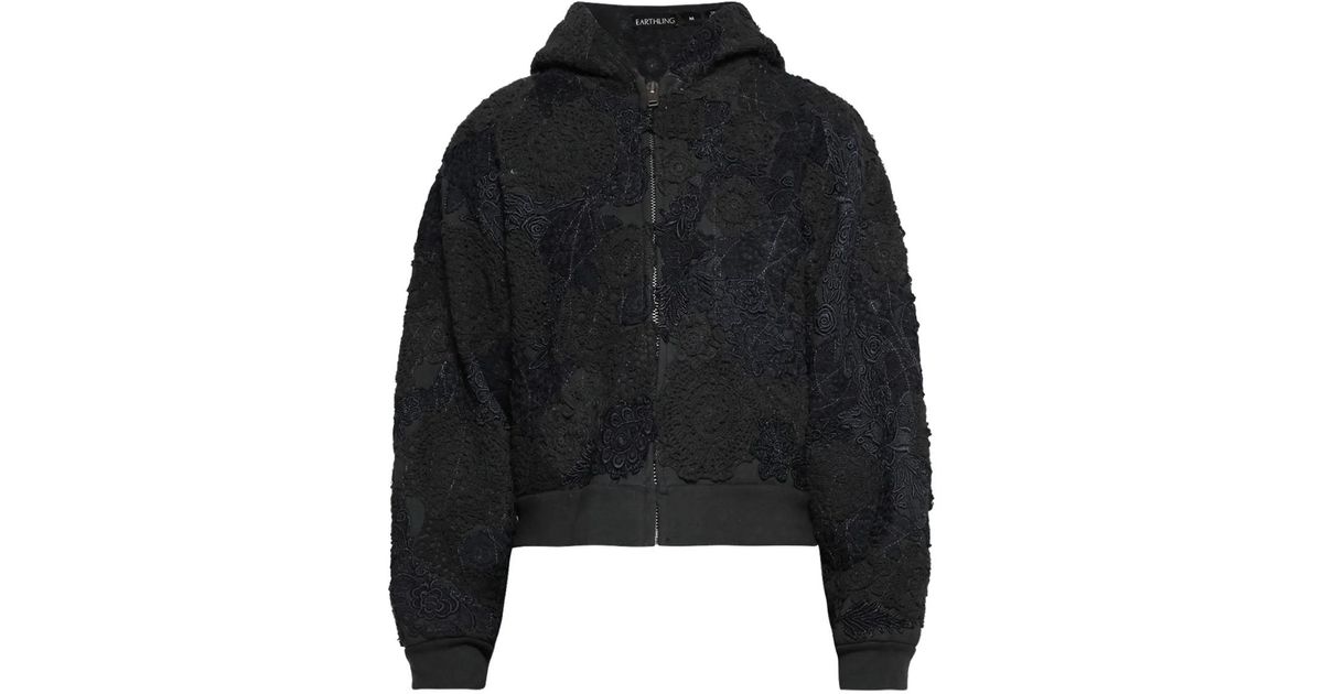 Earthling VIP Floral-Embroidered Zip-Up Hoodie in Black for Men | Lyst