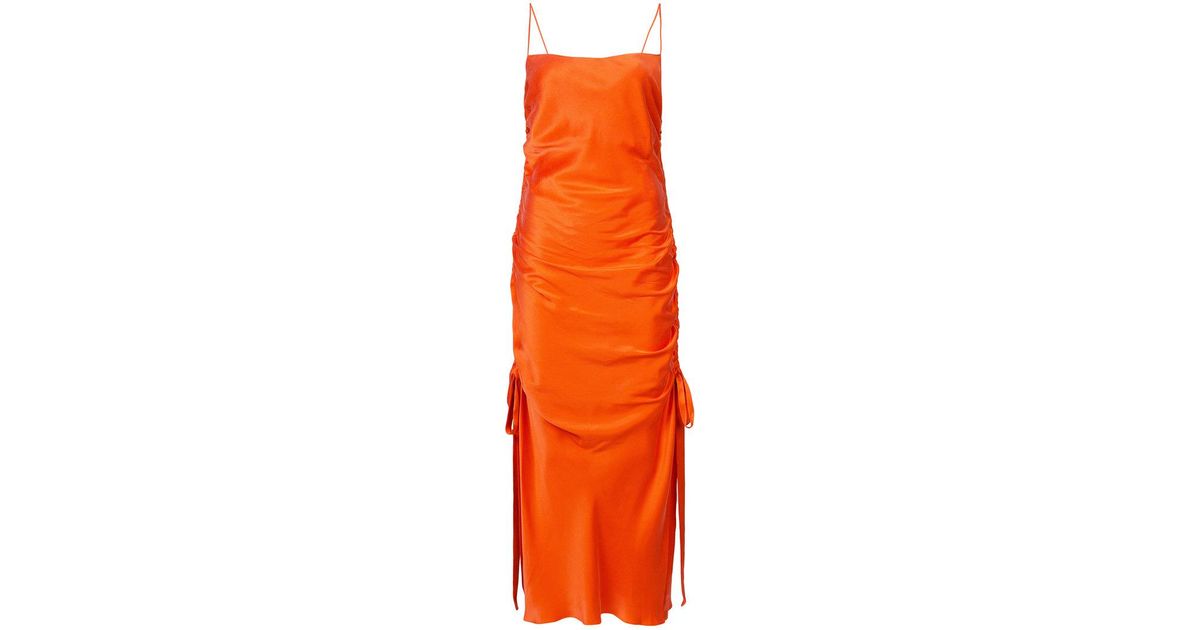 orange ruched dress
