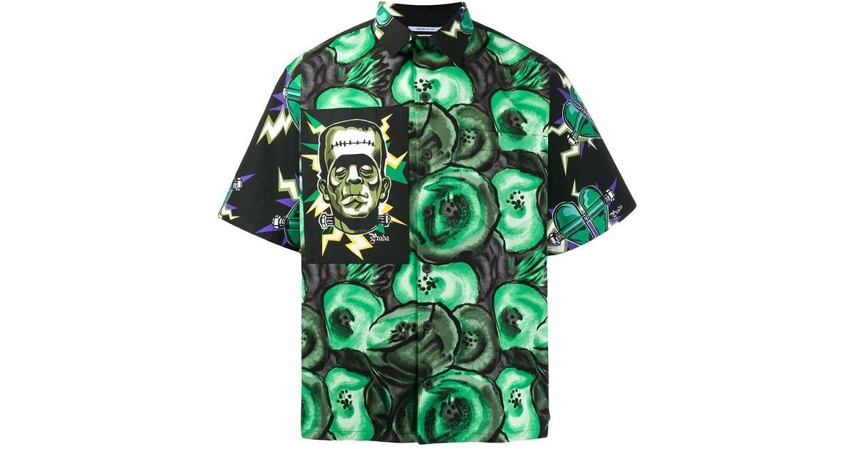 Prada X Frankenstein Universal Monster Print Shirt in Green for Men | Lyst